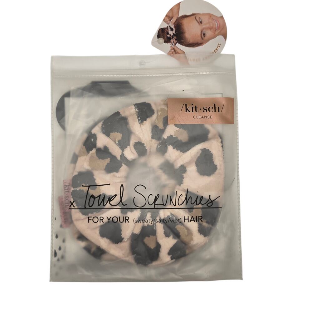 Kitsch Microfiber Hair Drying Towel Scrunchies Set Leopard